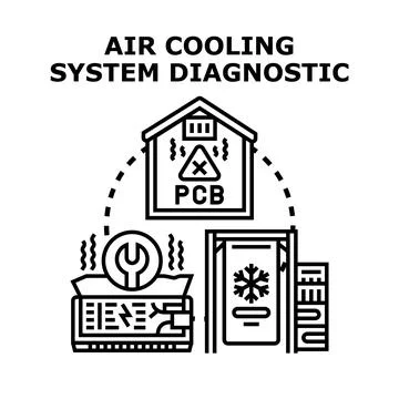 Air cooling system diagnostic vector illustration identifying equipment issue Stock Illustration