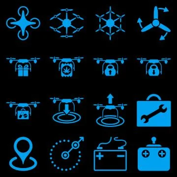 Air copter flat icon set Ilustración de archivo
