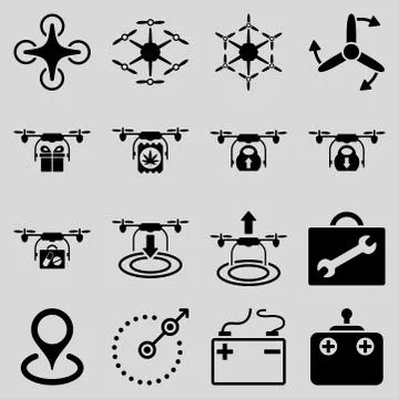Air copter flat icon set Ilustración de archivo
