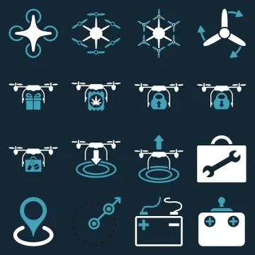 Air copter flat icon set Ilustración de archivo