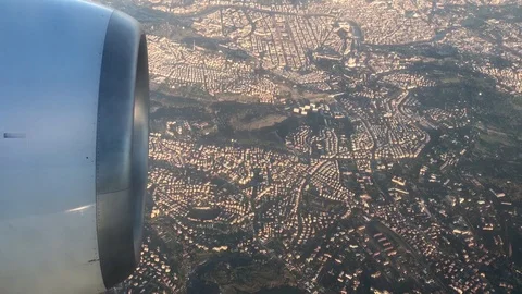 Air craft engine fly up on the Rome city Stock-Footage 100860881