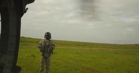 Air Crew Outside Black Hawk Video stock 84071551