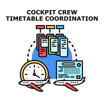 Air crew scheduling coordinating flight time plan Stock-Illustration