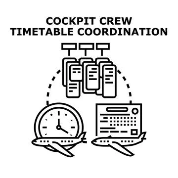 Air crew scheduling coordinating flight time plan Stock-Illustration