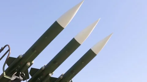 Air defense missile system from Soviet Union era Video stock 258953568