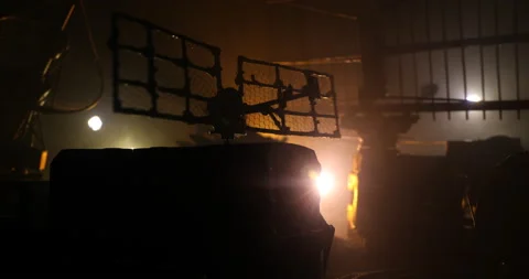 Air defense radar over dramatic night sky Video stock 151695841