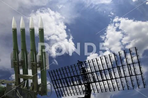 Air Defense Radars And Russian Anti Aircraft Missiles Stock Image 