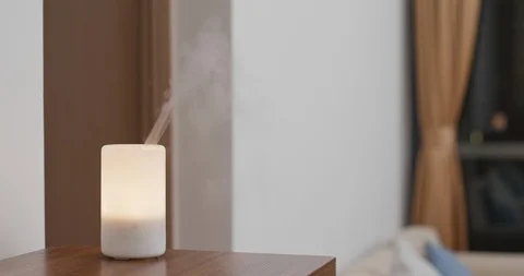 Air diffuser light at home in the evening Stock Footage 112266995