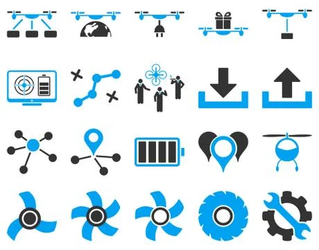 Air drone and quadcopter tool icons Illustrazione stock