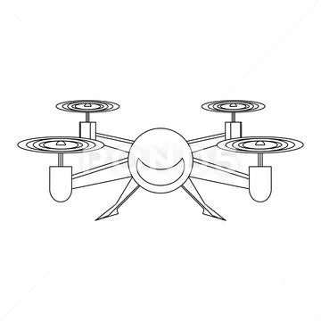 Air drone remote control cartoon in black and white Stock Illustration