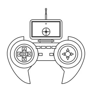 Air drone remote control cartoon in black and white Illustrazione stock