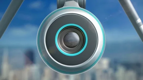 Air drone with security camera Stock Footage 81013293