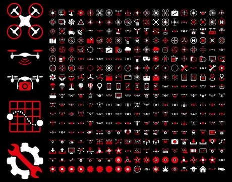 Air drones and quadcopter tools icons Stock Illustration