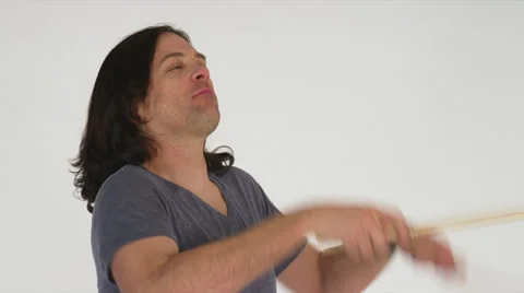 Air-Drumming Man, White Background Stock Footage 35229038