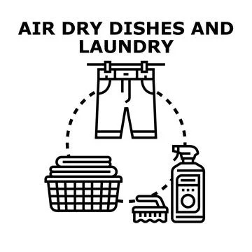 Air drying clothes cleaning and household items concept Illustrazione stock