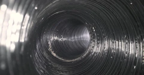 Air ducting - sliding inside flexible aluminum tube for ventilation system Stock Footage 146115165