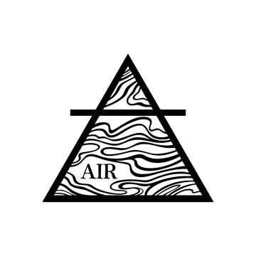 Air element upright triangle with wavy lines and text AIR Stockillustratie