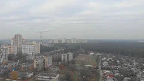 Air Emissions In City Stock Footage 144256705