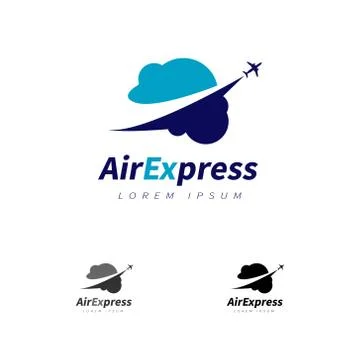 Air Express With Plane Flying Over The Clouds Logo Sign Symbol Icon Stock Illustration