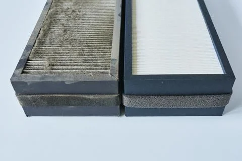 Air filter for air purification system, isolated on white background. Stock Photos