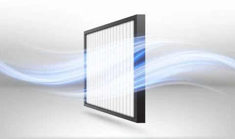 Air filter with blue waves effect. Antibacterial, dust, solid particle イラスト素材