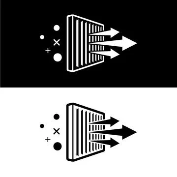 Air filter icon. Solid particle filter. Air filtration effect. Clean air. Vector Illustrazione stock