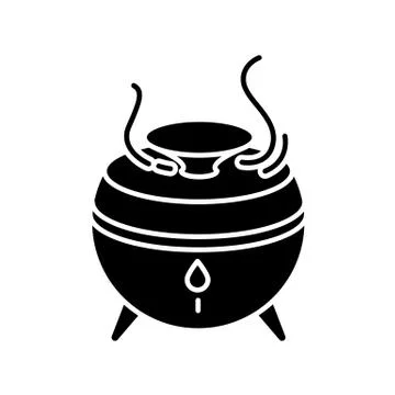 Air filter, modern device black glyph icon. Humidifying appliance, aroma oil Stockillustratie