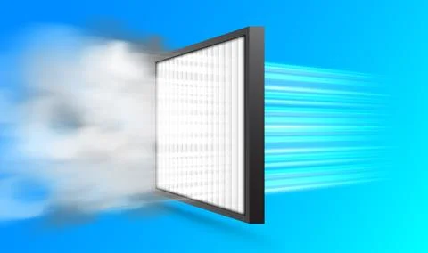 Air filter purify effect. Car airbox and cabin filter example. Antibacterial Illustrazione stock