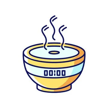 Air filter with timer, modern device yellow and blue RGB color icon. Humidifying Stock Illustration