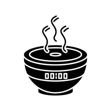 Air filter with timer, modern device black glyph icon. Humidifying household Stock Illustration