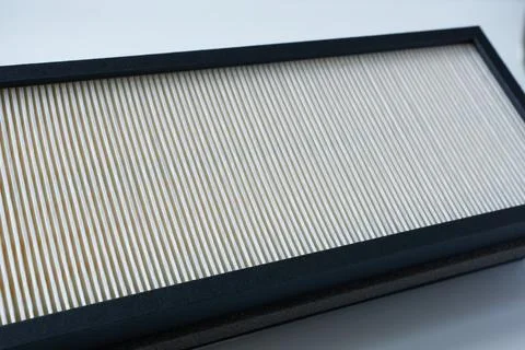 Air filter on a white background. Close-up. Selective focus Stock Photos