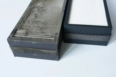 Air filter on white background. Close-up of the air filter. Stock Photos