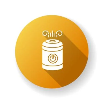 Air filter yellow flat design long shadow glyph icon. Ultrasonic humidifying Stock Illustration