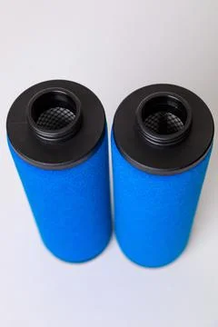 Air filters for a compressor with foam rubber, on a white backgroun Stock Photos