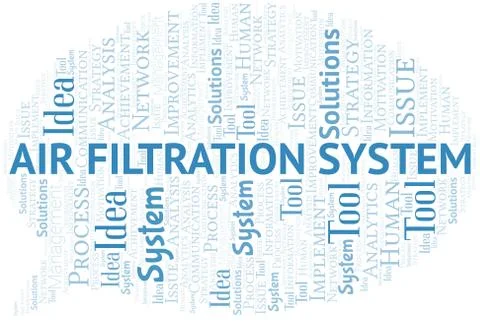 Air Filtration System typography vector word cloud. Stock Illustration