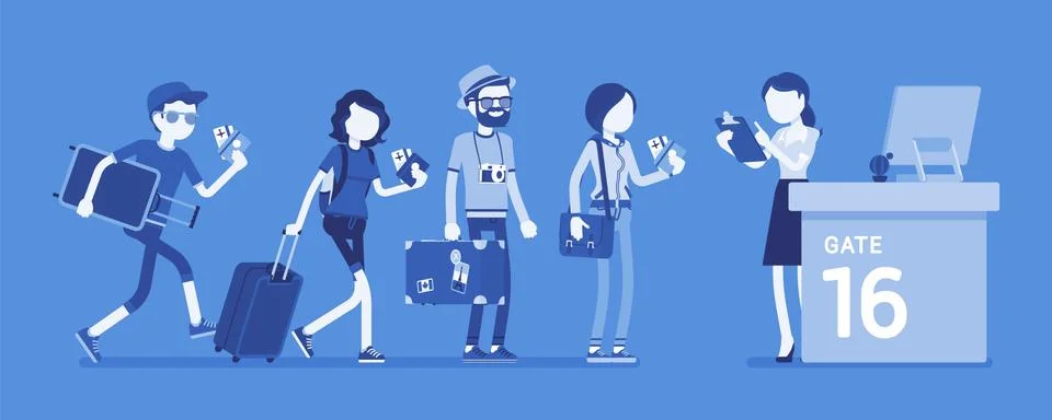 Air flight check queue Stock Illustration