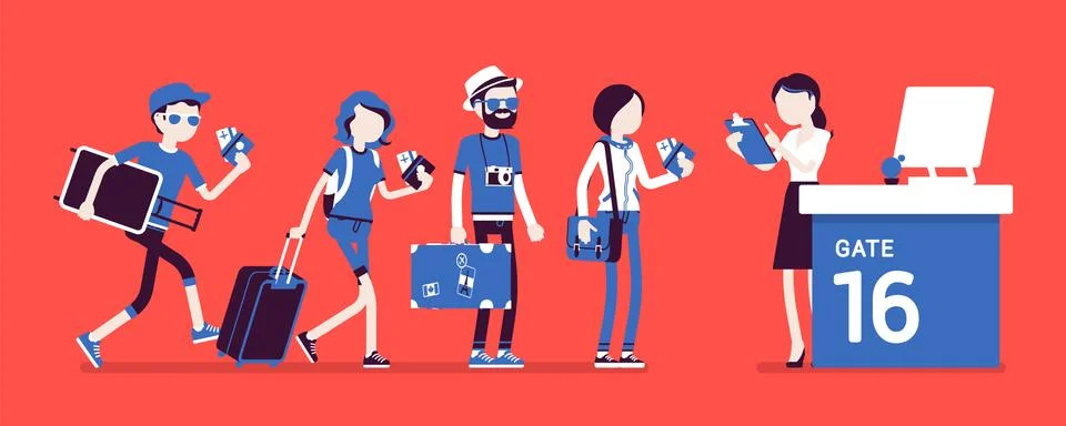 Air flight check queue Illustrazione stock