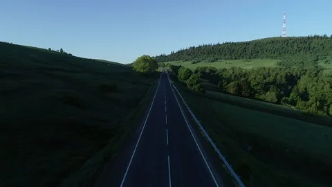 Air flight over the road. Video stock 90494799