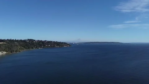 Air flight from the Seattle Peninsula, Washington USA Stock Footage 266957817