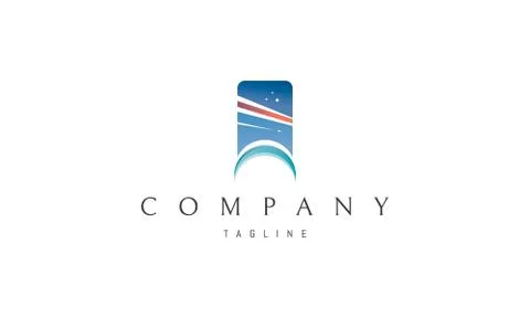 Air flights abstract Blue vector logo design Stock Illustration