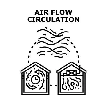 Air flow circulation vector icon in house and building Stock Illustration