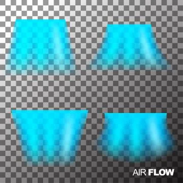 Air flow of clean or cold air from conditioner. Isolated on transparent Illustrazione stock