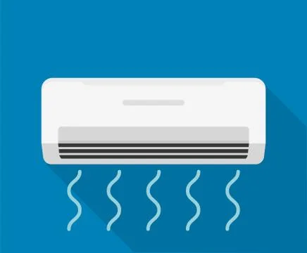 Air flow condition cool background. Air conditioner vent heat flat vector icon Stock Illustration