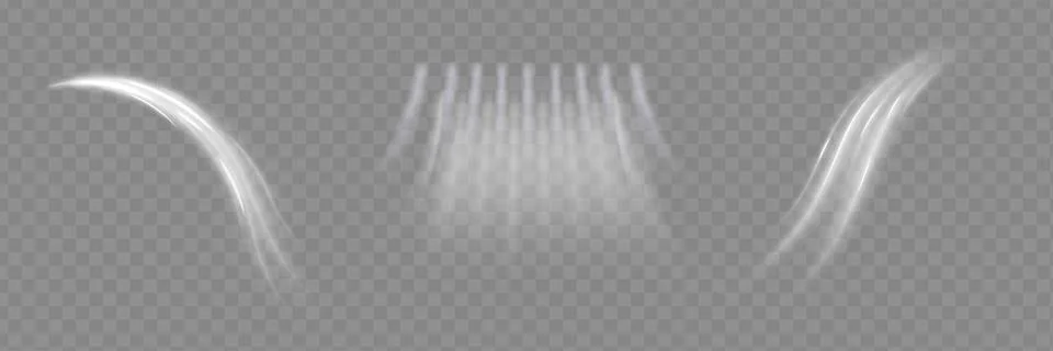 Air Flow Effect. White Wind Stream Waves Isolated on Dark Background. Fresh 스톡 일러스트