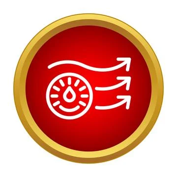 Air flow humidity sensor icon on red button Illustrazione stock
