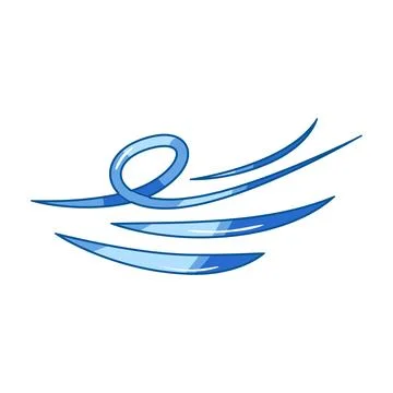 Air flow moving concept showing blue gust symbols Stock Illustration