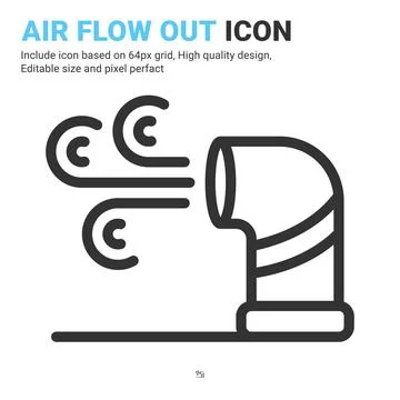 Air flow out icon vector with outline style isolated on white background 스톡 일러스트