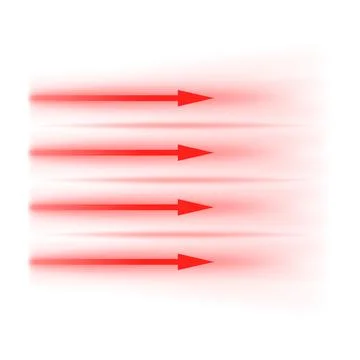 Air flow, red arrows showing wind direction of air movement, vector straight hot Illustrazione stock