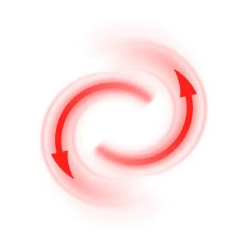 Air flow, two red arrows showing wind direction of swirl air movement, vector Illustrazione stock