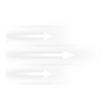 Air flow, white straight arrows showing wind direction of air movement, vector Illustrazione stock